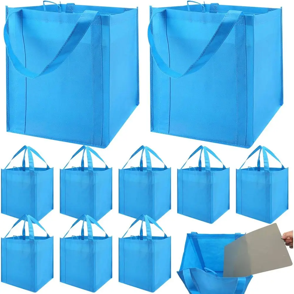 10-Pack Durable Large Reusable Grocery Bags with Strong Handles, Washable Blue Totes
10-Pack Durable Large Reusable Grocery Bags with Strong Handles, Washable Blue Totes