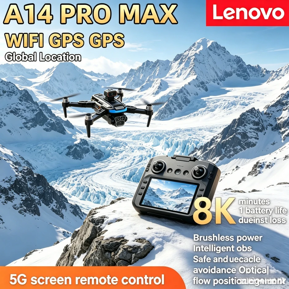Lenovo A14Pro Max GPS Brushless 8K 4K three Camera Optical Flow Obstacle Avoidance Foldable Quadcopter RC Distance Drone Toys
Lenovo A14Pro Max GPS Brushless 8K 4K three Camera Optical Flow Obstacle Avoidance Foldable Quadcopter RC Distance Drone Toys