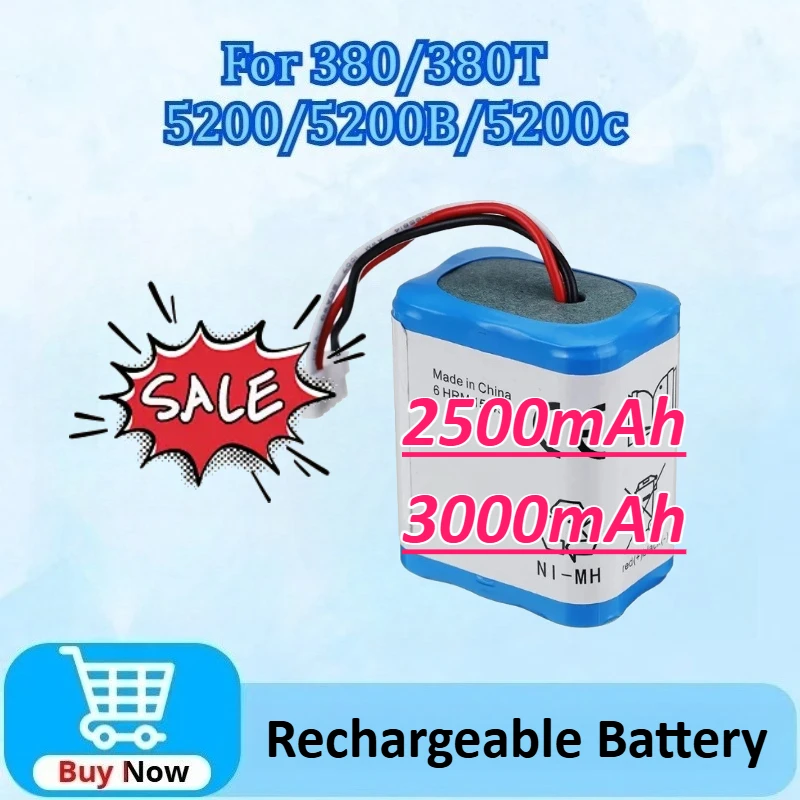 New 7.2V 2500mAh 3000mAh Rechargeable Battery for IRobot Roomba for Braava 380 380T Mint 5200 5200B 5200c Ni-MH Battery 
New 7.2V 2500mAh 3000mAh Rechargeable Battery for IRobot Roomba for Braava 380 380T Mint 5200 5200B 5200c Ni-MH Battery