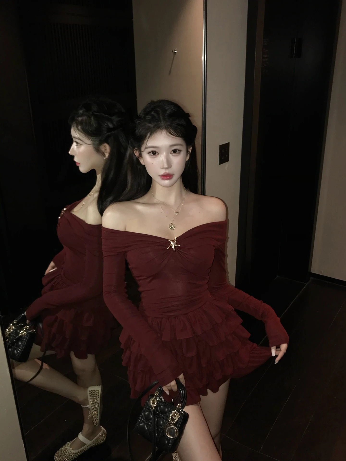 Fbb Limit Laisai Ravel Cake Sle f Skirt Mixed Wool oulder Bared Top Winter Faion Set Women's Long Sve Gown
Fbb Limit Laisai Ravel Cake Sle f Skirt Mixed Wool oulder Bared Top Winter Faion Set Women's Long Sve Gown