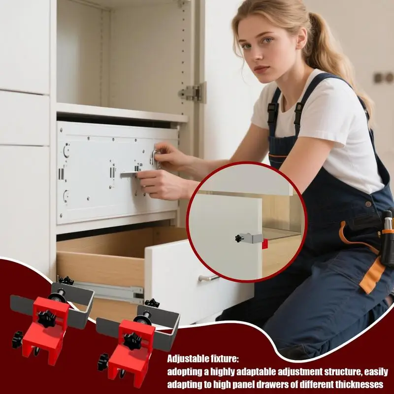 Drawer Clamp 2X Drawer Front Mounting Tool Adjustable Drill Hole Guide Woodworking Tools Hole Drilling Jig For Tables Desks
Drawer Clamp 2X Drawer Front Mounting Tool Adjustable Drill Hole Guide Woodworking Tools Hole Drilling Jig For Tables Desks