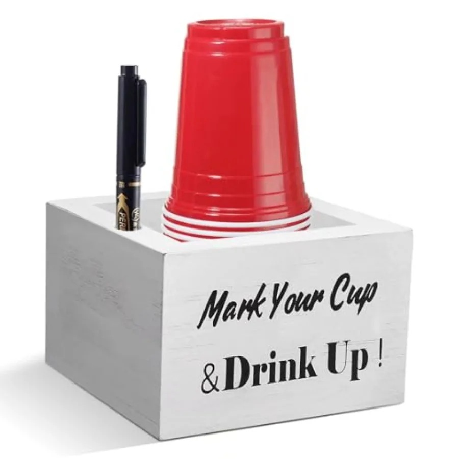 Wooden Cup Holder - Party Cup Holder with Marker Slot, Cup Holder for Party and Wedding, Rustic Disposable for Bar, Kitchen, Co
Wooden Cup Holder - Party Cup Holder with Marker Slot, Cup Holder for Party and Wedding, Rustic Disposable for Bar, Kitchen, Co