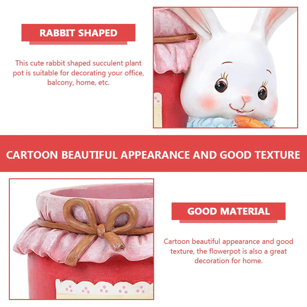 Очаровательный цветочный горшок в форме кролика из смолы, маленький комнатный горшок для суккулентов, настольное украшение, уникальные кашпо для растений
Очаровательный цветочный горшок в форме кролика из смолы, маленький комнатный горшок для суккулентов, настольное украшение, уникальные кашпо для растений