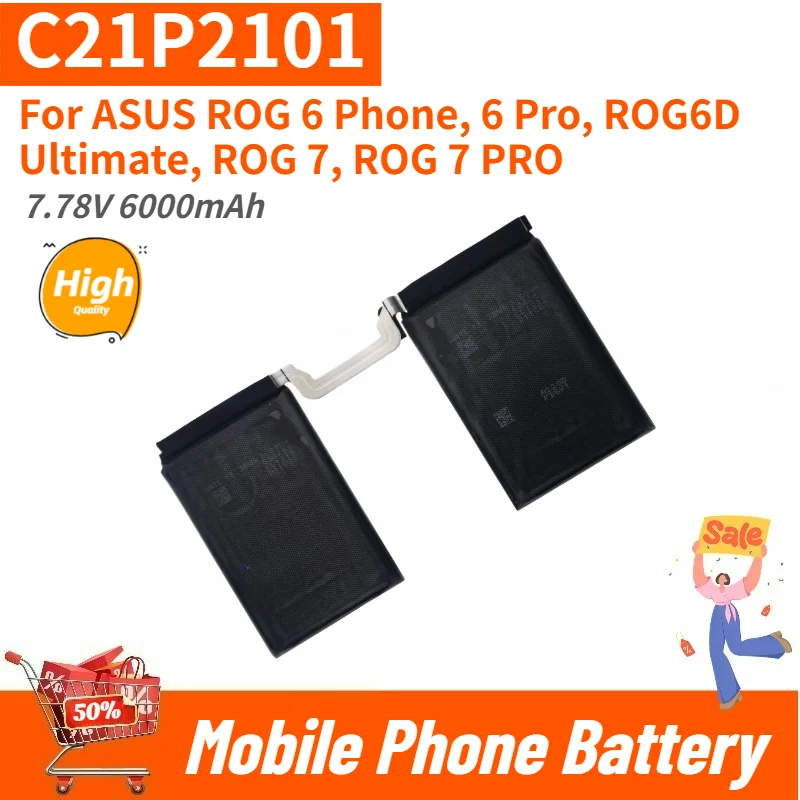 High Quality C21P2101 Battery 7.78V 6000mAh For ASUS ROG 6,6 Pro,7, 7 PRO ,ROG6D Ultimate Brand New Replacement Battery
High Quality C21P2101 Battery 7.78V 6000mAh For ASUS ROG 6,6 Pro,7, 7 PRO ,ROG6D Ultimate Brand New Replacement Battery