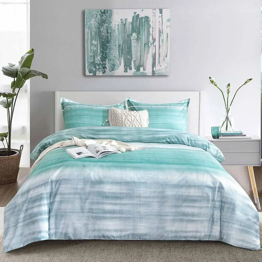 King Duvet Cover Set, Grey and Blue Teal Striped Print Microiber Comorter Quilt Bedding Cover with Zip Ties - ern armhouse Styly
King Duvet Cover Set, Grey and Blue Teal Striped Print Microiber Comorter Quilt Bedding Cover with Zip Ties - ern armhouse Styly