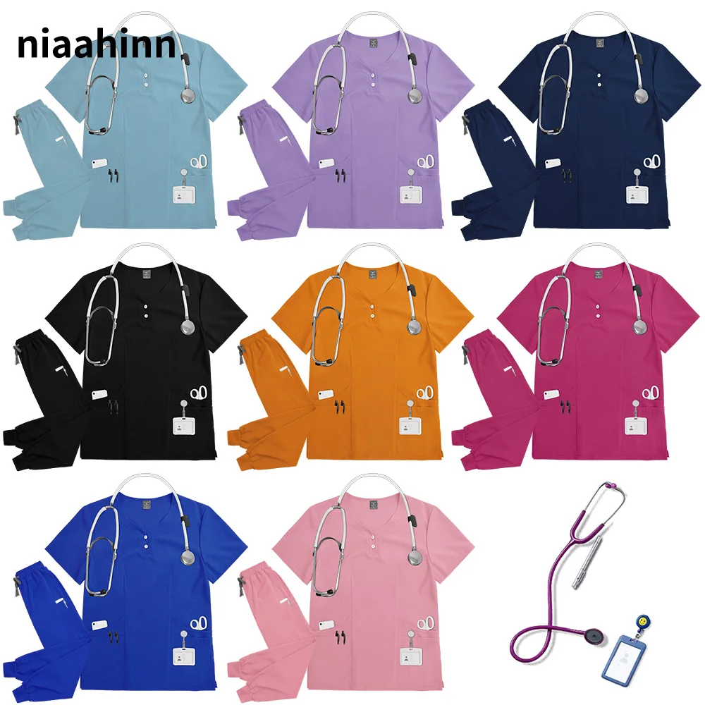 Beauty Agency Work Uniforms Women Medical Nurse Uniform Scrub Set Pet Grooming Vet Tops Pants Nurse Accessories Lab Jogger Suits
Beauty Agency Work Uniforms Women Medical Nurse Uniform Scrub Set Pet Grooming Vet Tops Pants Nurse Accessories Lab Jogger Suits