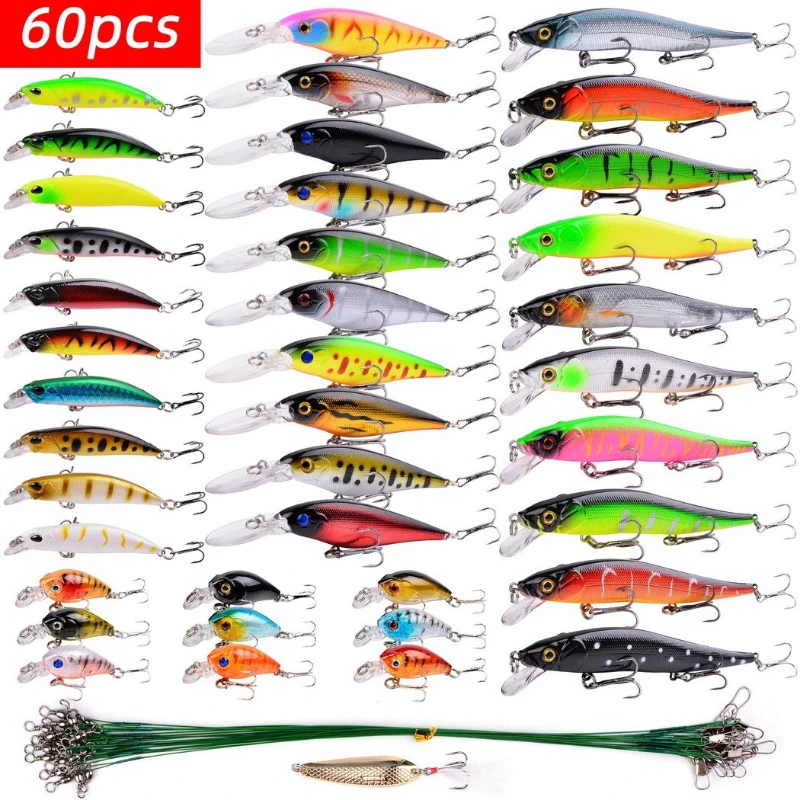 New Long Cast 60 Pcs Mixed Minnow Colorful Hard Lure Sinking Freshwater Saltwater Artificial Fishing Lures Kit For Bass Tackle
New Long Cast 60 Pcs Mixed Minnow Colorful Hard Lure Sinking Freshwater Saltwater Artificial Fishing Lures Kit For Bass Tackle