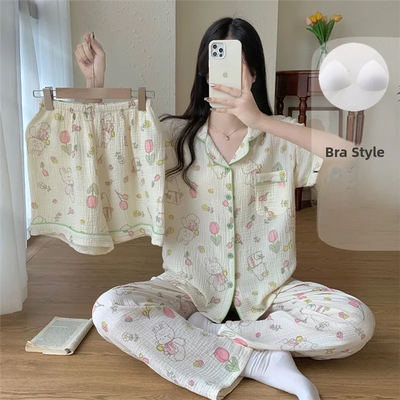 Sweet Cartoon Rabbit Themed Women's One-Piece Pajamas Summer 2025 New Style Home Wearable Sleepwear Set of Three Thin Polyester
Sweet Cartoon Rabbit Themed Women's One-Piece Pajamas Summer 2025 New Style Home Wearable Sleepwear Set of Three Thin Polyester