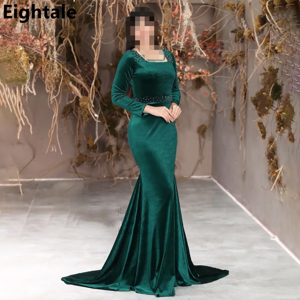 Eightale Velour Mermaid Long Sleeve Evening Dresses For Wedding Party Square Neck Formal Prom Dress Dubai Party Gown Customized
Eightale Velour Mermaid Long Sleeve Evening Dresses For Wedding Party Square Neck Formal Prom Dress Dubai Party Gown Customized