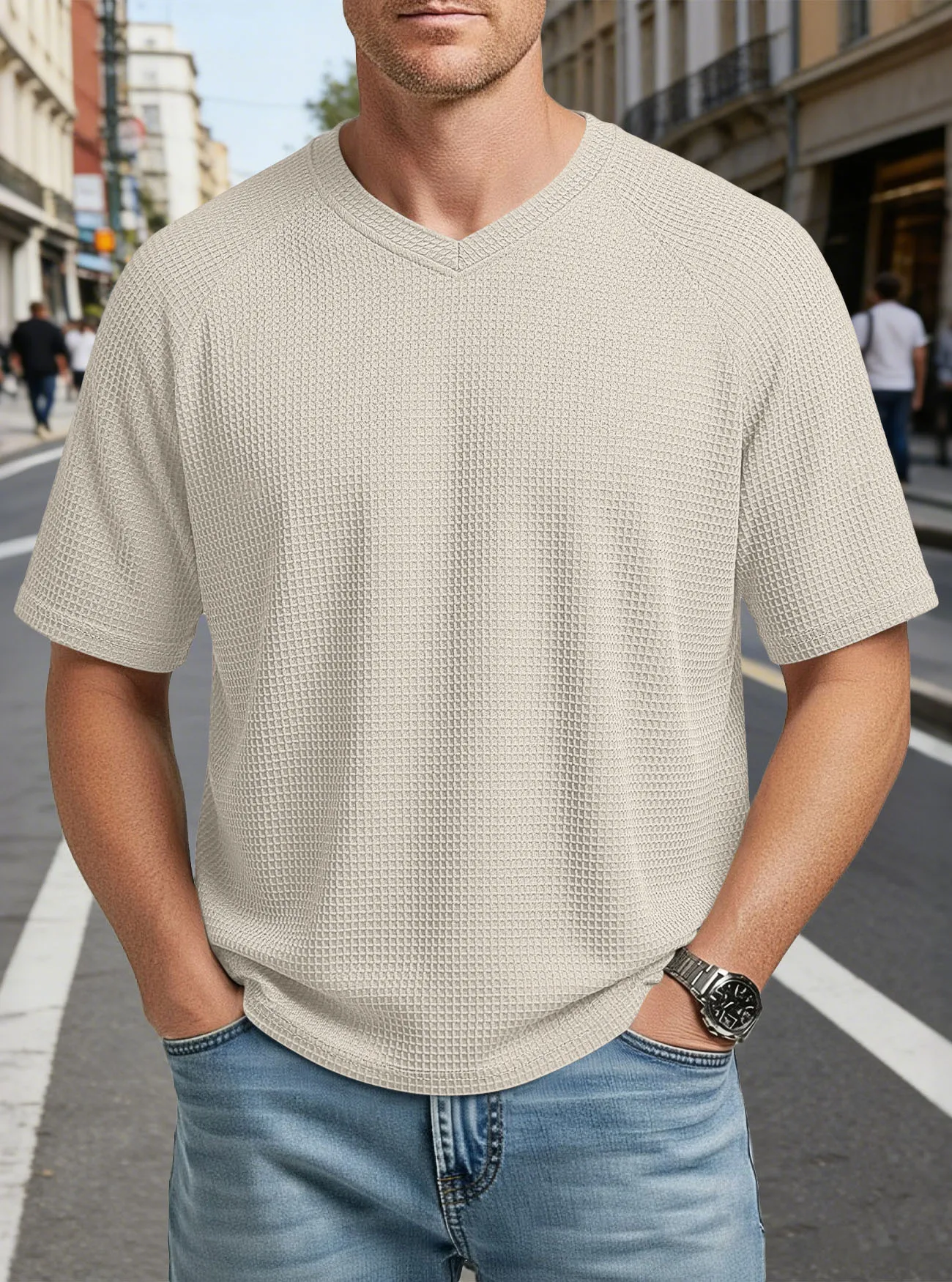 Men Waffle Knit V Neck T-shirt Textured Raglan Short Sleeve Summer Fashion Casual Sports Loose Daily Male Streetwear Tees Tops
Men Waffle Knit V Neck T-shirt Textured Raglan Short Sleeve Summer Fashion Casual Sports Loose Daily Male Streetwear Tees Tops