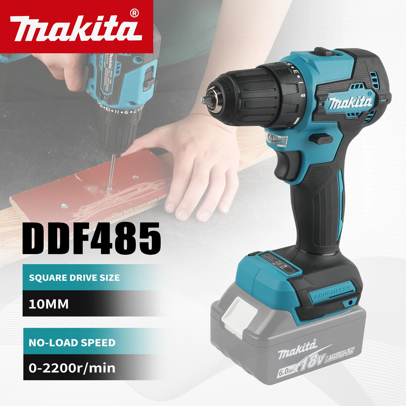 Makita DDF485 Compact Cordless Hammer Drill Variable Speed Electric Tool 18V Rechargeable Brushless Drill, No Battery
Makita DDF485 Compact Cordless Hammer Drill Variable Speed Electric Tool 18V Rechargeable Brushless Drill, No Battery