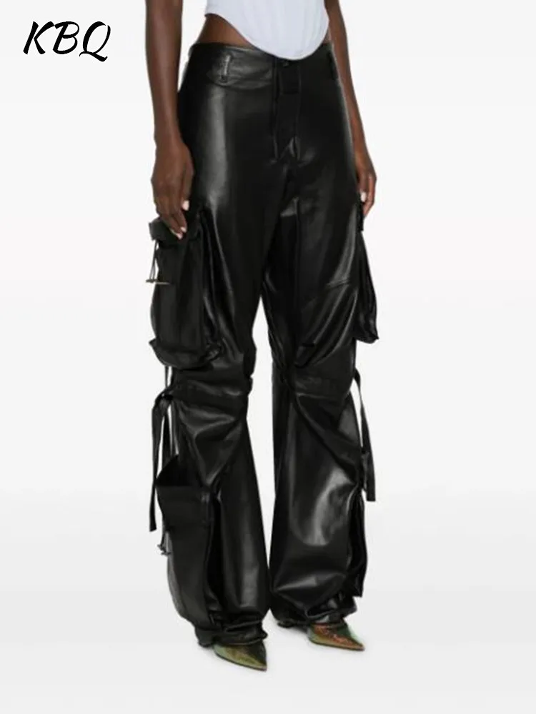 KBQ Streetwear Leather Mopping Pant For Women High Waist Patchwork Pockets Solid Loose Wide Leg Pants Female Fashion Clothing
KBQ Streetwear Leather Mopping Pant For Women High Waist Patchwork Pockets Solid Loose Wide Leg Pants Female Fashion Clothing