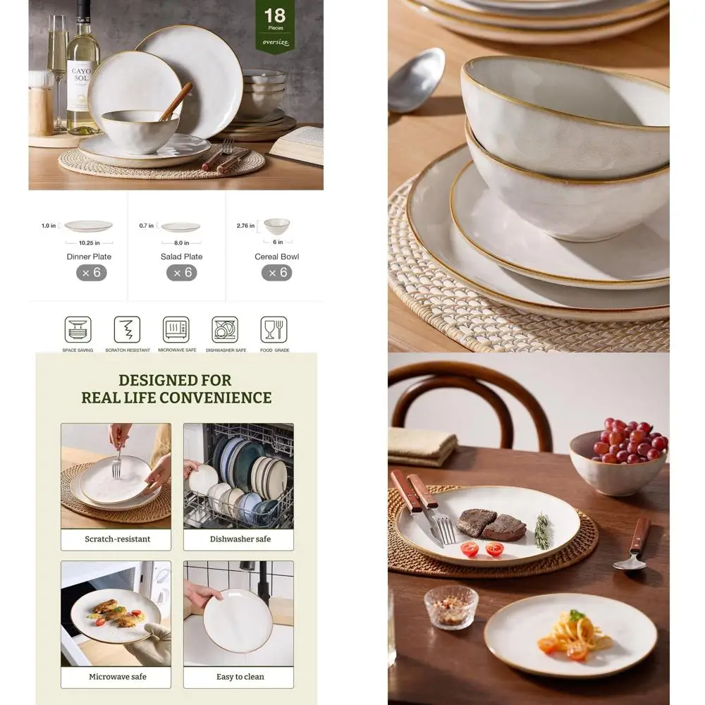 6-Person Cappuccino Reactive Glaze Dinnerware Set, 18-Piece, Microwave & Dishwasher Safe, Scratch Resistant
6-Person Cappuccino Reactive Glaze Dinnerware Set, 18-Piece, Microwave & Dishwasher Safe, Scratch Resistant