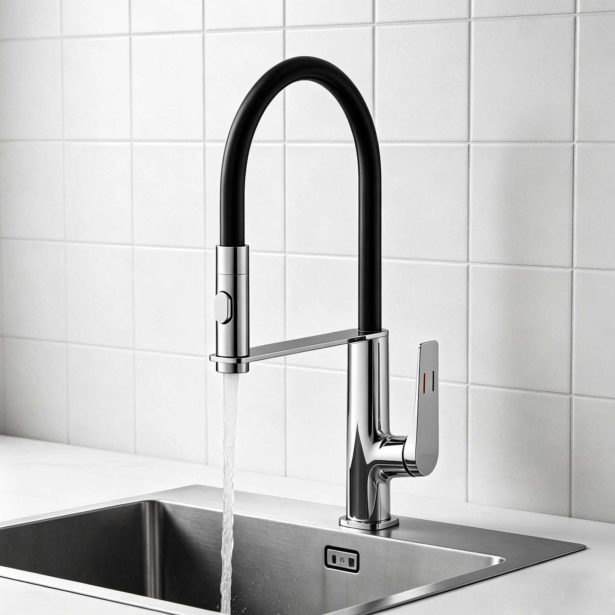 M Boenn Polished Chrome & Black Pull-Down Kitchen Faucet with 2 Spray Modes, Single Handle Hot Cold Mixer Tap with 360° Swivel
M Boenn Polished Chrome & Black Pull-Down Kitchen Faucet with 2 Spray Modes, Single Handle Hot Cold Mixer Tap with 360° Swivel