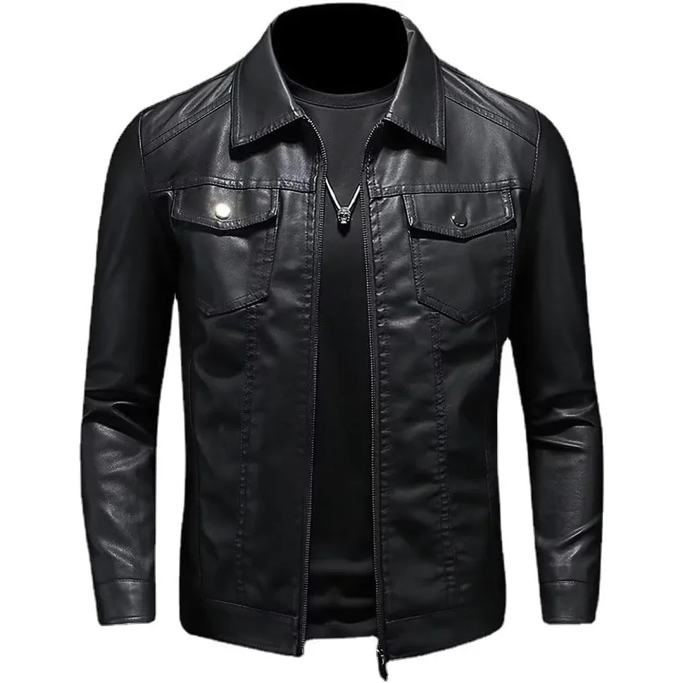 Motor Black Biker Jackets Vintage Faux Leather Outwear Male High Quality PU Leather Coat Mens Casual Lightweight Leather Jacket
Motor Black Biker Jackets Vintage Faux Leather Outwear Male High Quality PU Leather Coat Mens Casual Lightweight Leather Jacket