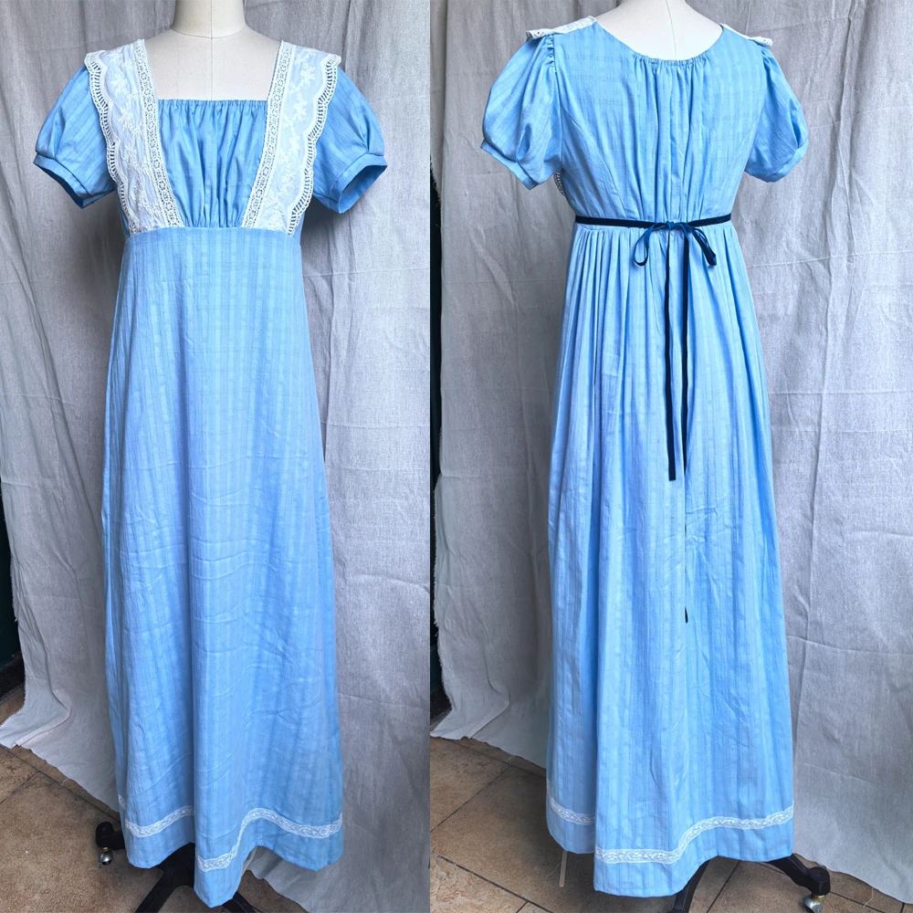 Regency High Waistline Dress Blue Dress Victorian 19th Century British Women Medieval Afternoon Fashion Daily Costume
Regency High Waistline Dress Blue Dress Victorian 19th Century British Women Medieval Afternoon Fashion Daily Costume