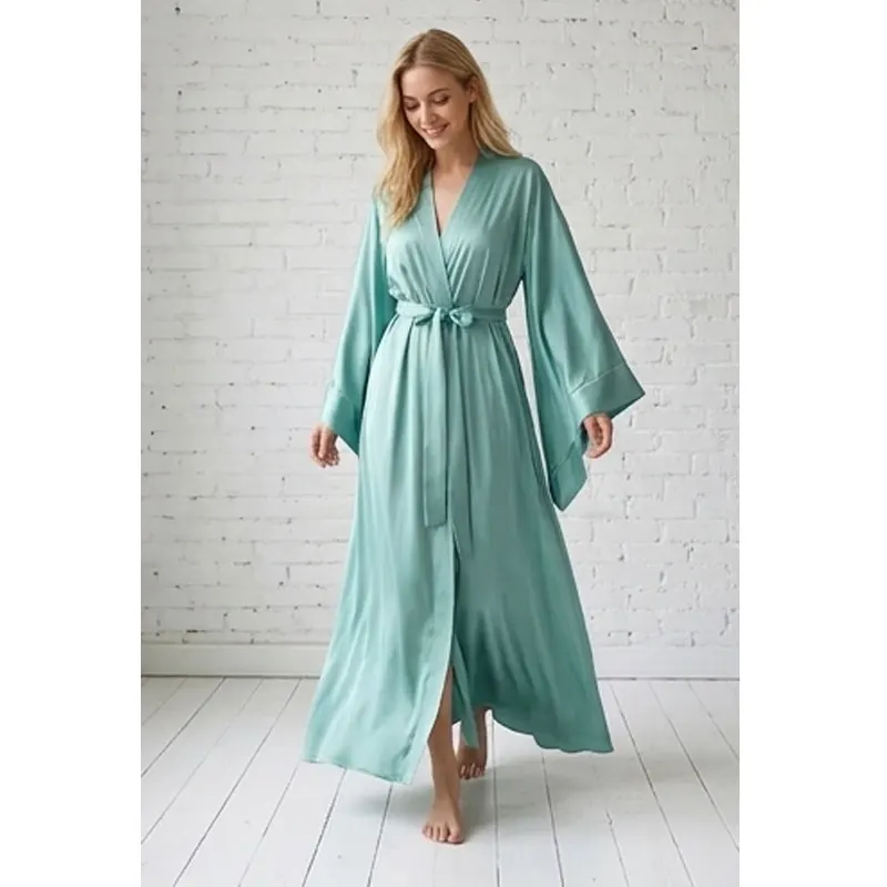 Turquoise Long Bridal Kimono Robes Handmade Silk Satin Luxury Dressing Gown for Bridesmaid Wedding Party Bridal Boudoir Lingerie
Turquoise Long Bridal Kimono Robes Handmade Silk Satin Luxury Dressing Gown for Bridesmaid Wedding Party Bridal Boudoir Lingerie