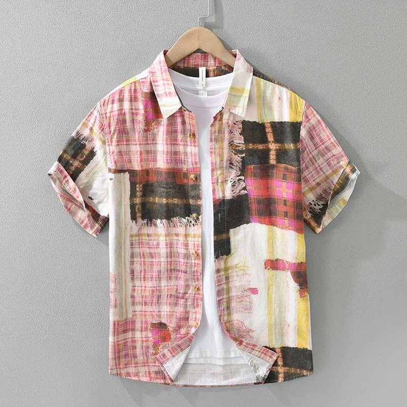 8188 Trendy Patchwork Print Short Sleeve Shirts for Men Casual Loose Fit Men Top Camisas Mocassins Homme Été TS-009
8188 Trendy Patchwork Print Short Sleeve Shirts for Men Casual Loose Fit Men Top Camisas Mocassins Homme Été TS-009
