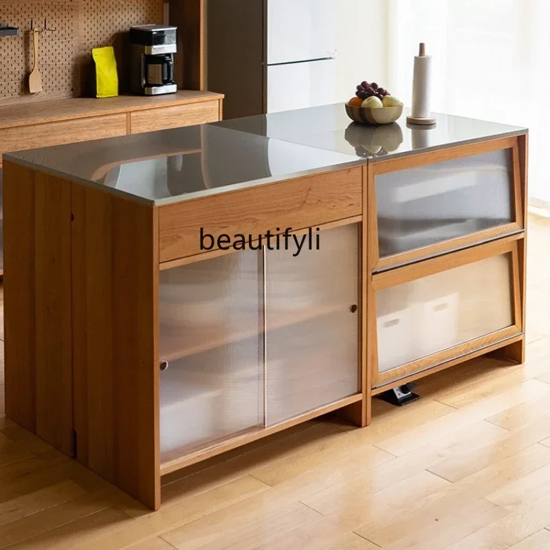 LIsland kitchen stainless steel plate solid wood dining side cabinet retractable table integrated storage bar
LIsland kitchen stainless steel plate solid wood dining side cabinet retractable table integrated storage bar