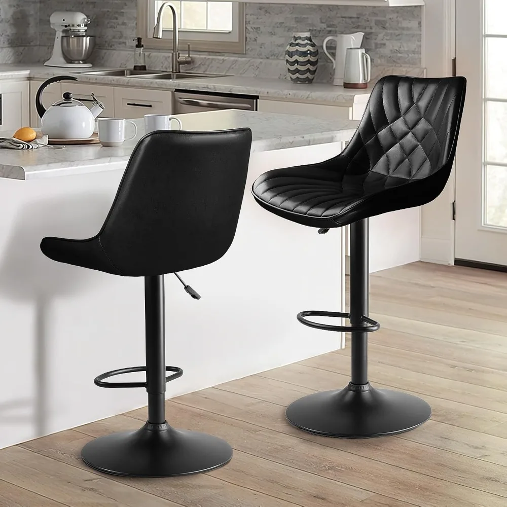Modern Adjustable Swivel Bar Stools, Counter Height Leather Bar Stool with Back and footrest
Modern Adjustable Swivel Bar Stools, Counter Height Leather Bar Stool with Back and footrest