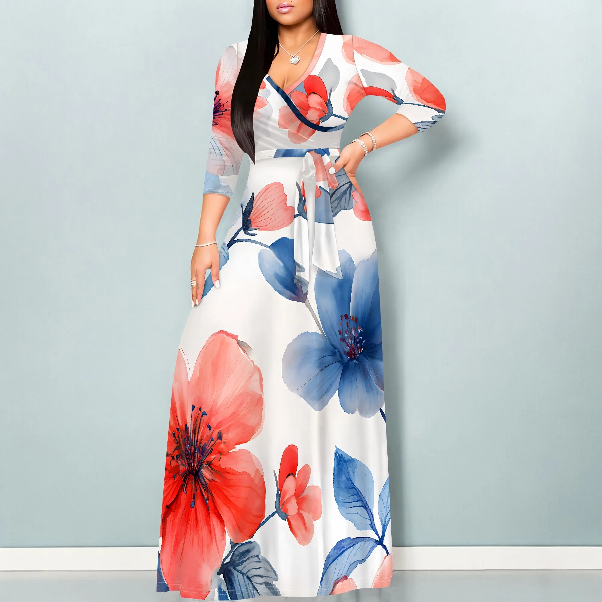 Women's Summer Fashion Printed 3/4 Sleeve Maxi Dress for Women Short Sleeve Long Loose Casual Dresses
Women's Summer Fashion Printed 3/4 Sleeve Maxi Dress for Women Short Sleeve Long Loose Casual Dresses