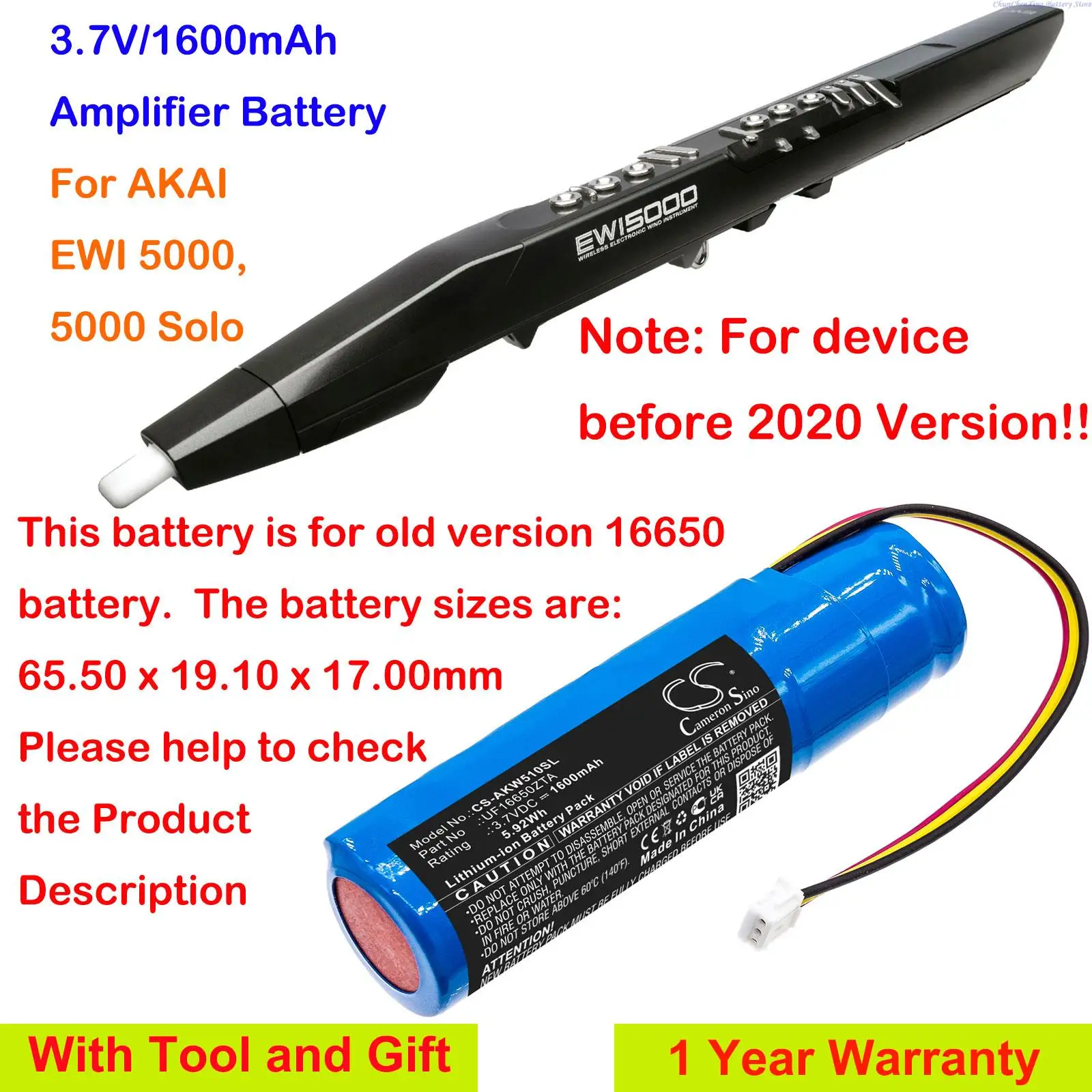 Cameron Sino 1600mAh Electronic Wind Instrument Battery For AKAI 5000 Solo, EWI 5000, Note: For device before 2020 Version
Cameron Sino 1600mAh Electronic Wind Instrument Battery For AKAI 5000 Solo, EWI 5000, Note: For device before 2020 Version