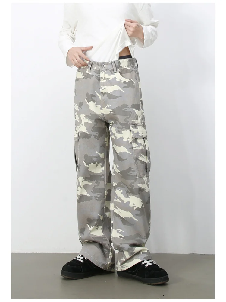 Vintage Camo Women's Cargo Jeans - Oversized Straight Leg Wide-Leg Work Pants with Large Pockets Military Utility Style Casual
Vintage Camo Women's Cargo Jeans - Oversized Straight Leg Wide-Leg Work Pants with Large Pockets Military Utility Style Casual