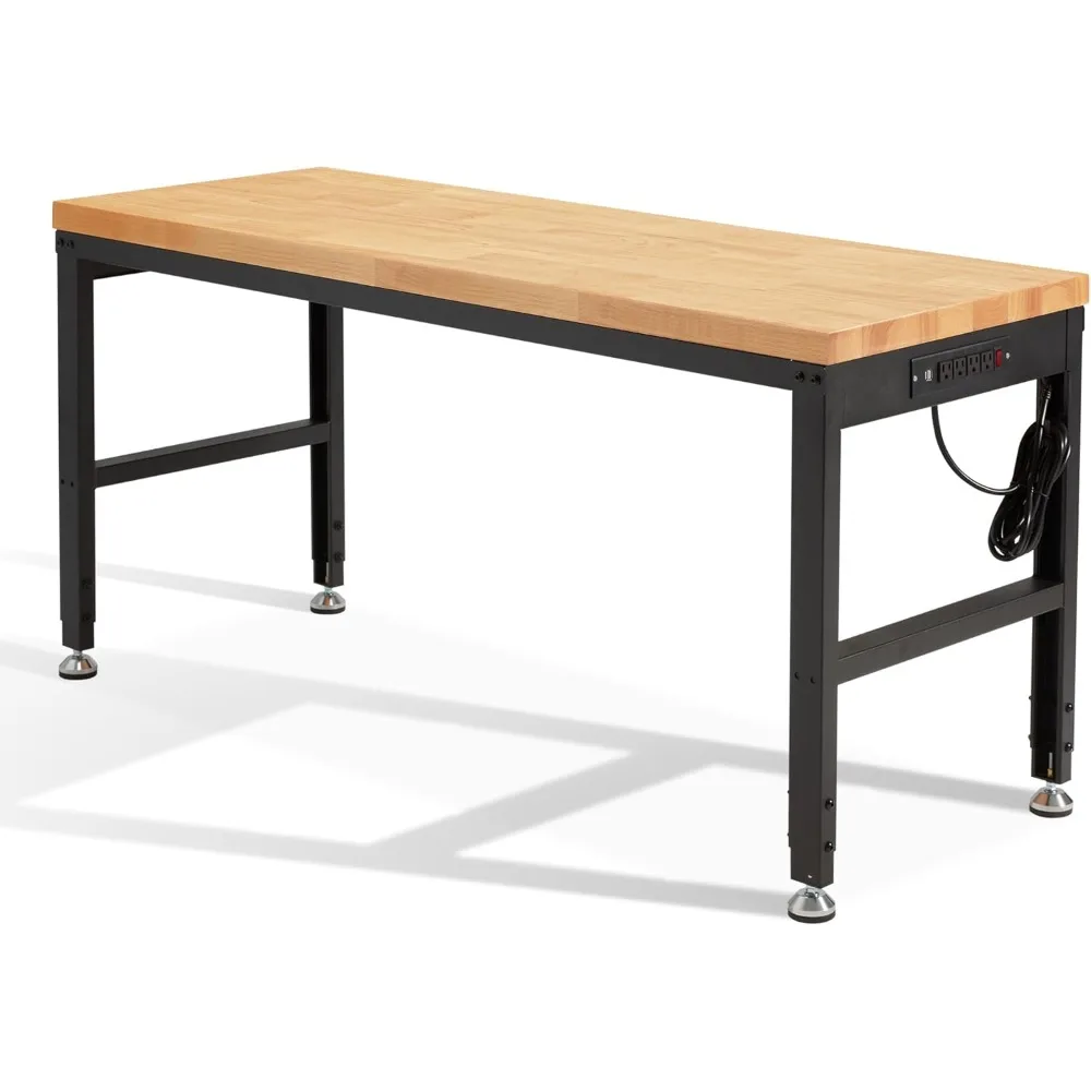 Height Adjustable Workbench 60" 2000 Lbs Capacity Solid Wood Work Station Heavy-Duty Work Tables with Power Outlets for Garage
Height Adjustable Workbench 60" 2000 Lbs Capacity Solid Wood Work Station Heavy-Duty Work Tables with Power Outlets for Garage