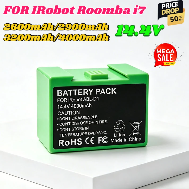 I7 14.4V 4000mAh I7 Battery Replacement for IRobot Roomba E and I Series I7+ E5 7150 7550 I3 3150 I3+ 3550 I4 4150 I4+ 4624864
I7 14.4V 4000mAh I7 Battery Replacement for IRobot Roomba E and I Series I7+ E5 7150 7550 I3 3150 I3+ 3550 I4 4150 I4+ 4624864