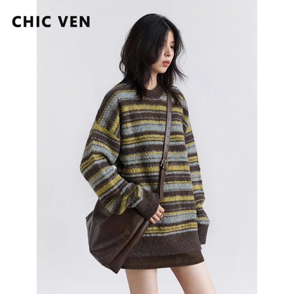 CHIC VEN женские пуловеры свободные повседневные новые свитера в контрастную полоску с круглым вырезом с длинными рукавами женские вязаные джемперы осень-зима 2025
CHIC VEN женские пуловеры свободные повседневные новые свитера в контрастную полоску с круглым вырезом с длинными рукавами женские вязаные джемперы осень-зима 2025