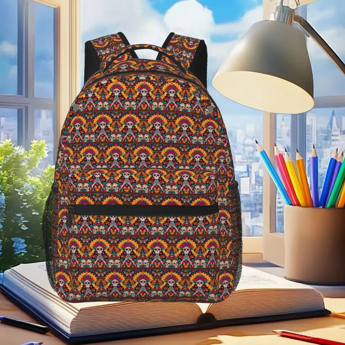 Mexican Sugar Skulls And Flowers Backpack Student Boys Girls BookBag Children School Bag Laptop Shoulder Bags for Men Women
Mexican Sugar Skulls And Flowers Backpack Student Boys Girls BookBag Children School Bag Laptop Shoulder Bags for Men Women