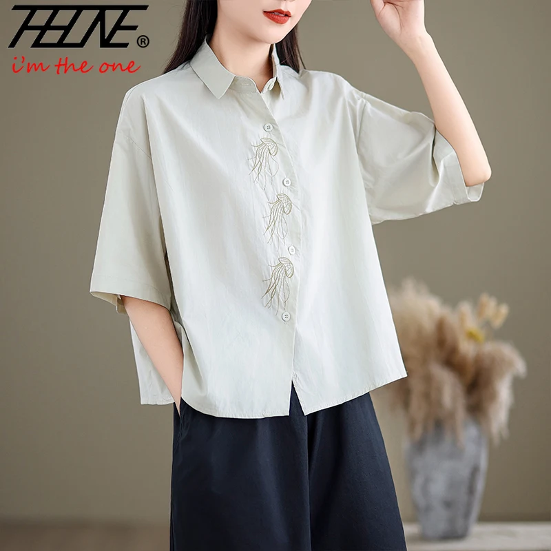 THHONE Summer Elegant Woman Blouse Turn-down Collar Short Sleeve Single Breasted Vintage Casual Korean Women's Clothes Shirts
THHONE Summer Elegant Woman Blouse Turn-down Collar Short Sleeve Single Breasted Vintage Casual Korean Women's Clothes Shirts