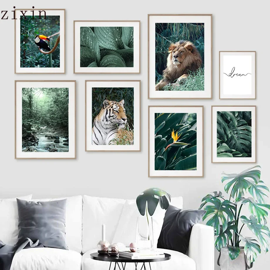 Jungle Wild Lion Tiger Bird Monstera Leaf Wall Art Canvas Painting Nordic For Poster And Prints Wall Room Decor Pictures
Jungle Wild Lion Tiger Bird Monstera Leaf Wall Art Canvas Painting Nordic For Poster And Prints Wall Room Decor Pictures