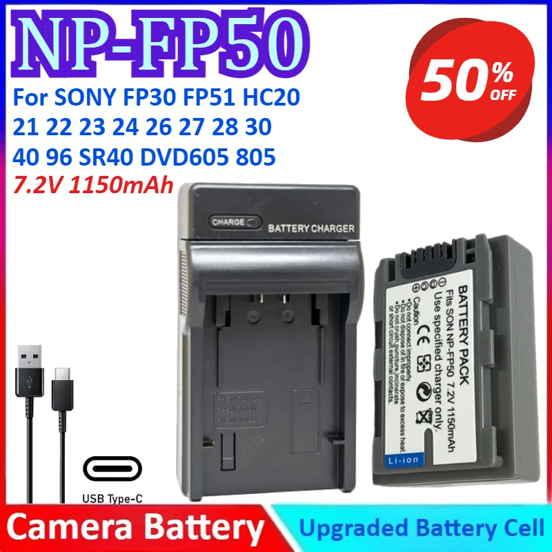 NP-FP50 7.2V 1150mAh Camera Battery+Charger For SONY FP30 FP51 HC20 21 22 23 24 26 27 28 30 40 96 SR40 DVD605 805
NP-FP50 7.2V 1150mAh Camera Battery+Charger For SONY FP30 FP51 HC20 21 22 23 24 26 27 28 30 40 96 SR40 DVD605 805