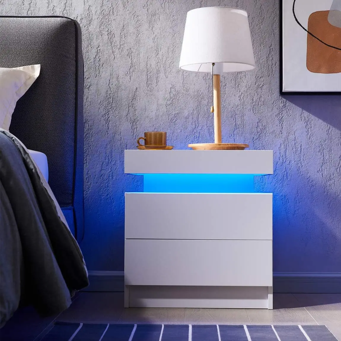 Hot Selling Minimalist Bedside Table LED Light Design Night Stand Bedside Table Bedroom Furniture
Hot Selling Minimalist Bedside Table LED Light Design Night Stand Bedside Table Bedroom Furniture