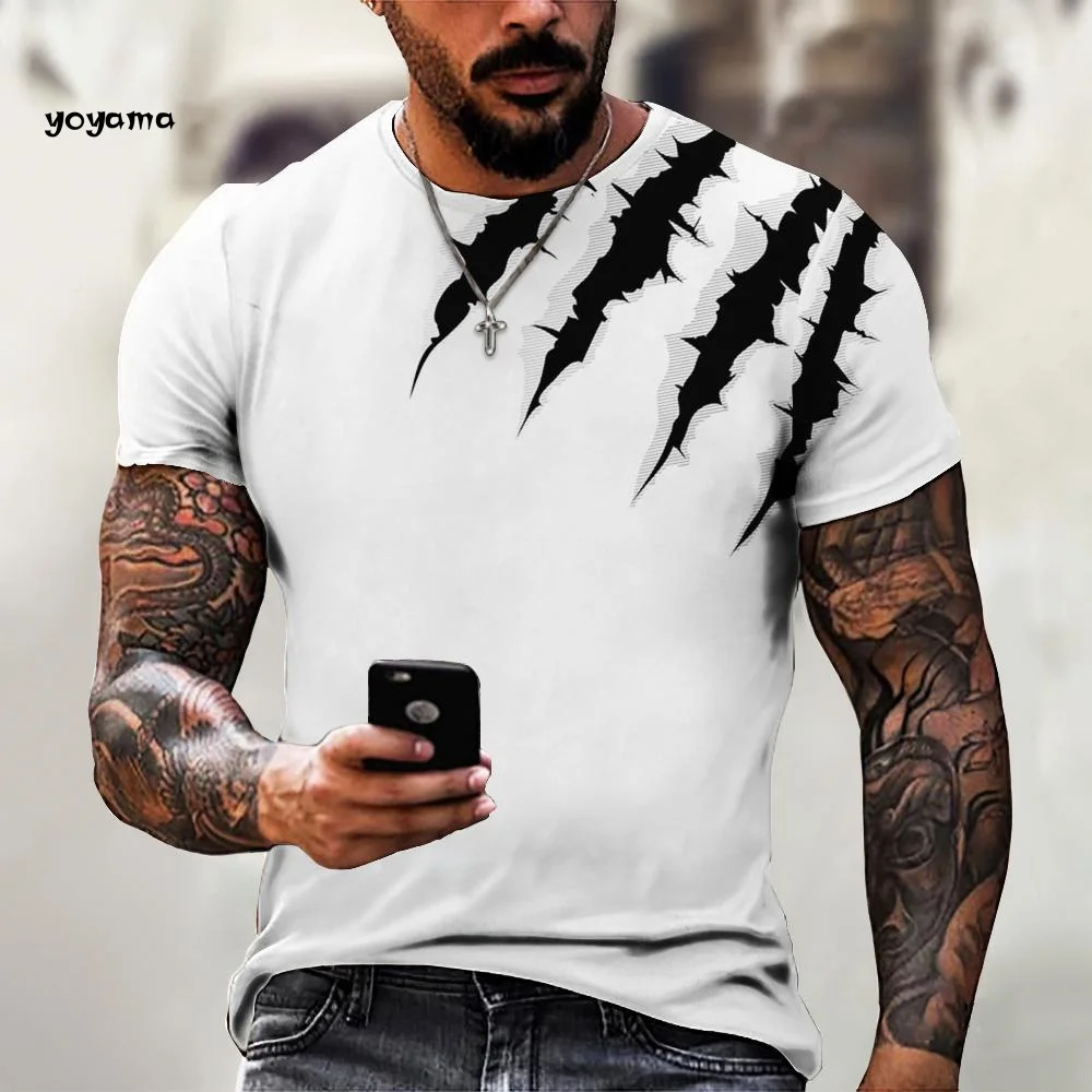 Vintage Men's T-Shirt Simple Black and White Design 3D Paw Print Short-Sleeved T-Shirt Summer Street Casual Oversized Clothing
Vintage Men's T-Shirt Simple Black and White Design 3D Paw Print Short-Sleeved T-Shirt Summer Street Casual Oversized Clothing