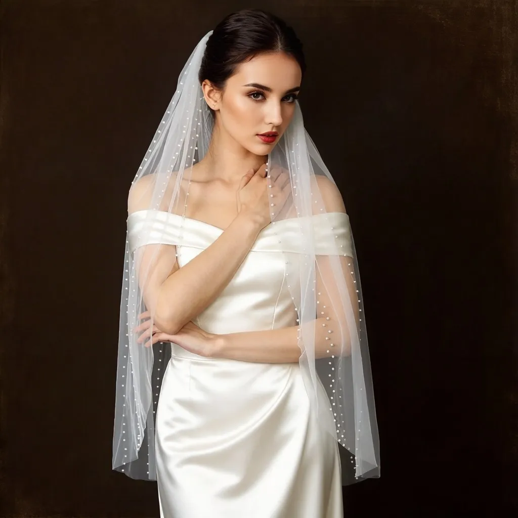 Luxurious Pearl Bridal Veil Handmade Beaded Wedding Veil Whit Comb White Ivory 1Layer Soft Tulle Women's Headdress Party G71
Luxurious Pearl Bridal Veil Handmade Beaded Wedding Veil Whit Comb White Ivory 1Layer Soft Tulle Women's Headdress Party G71