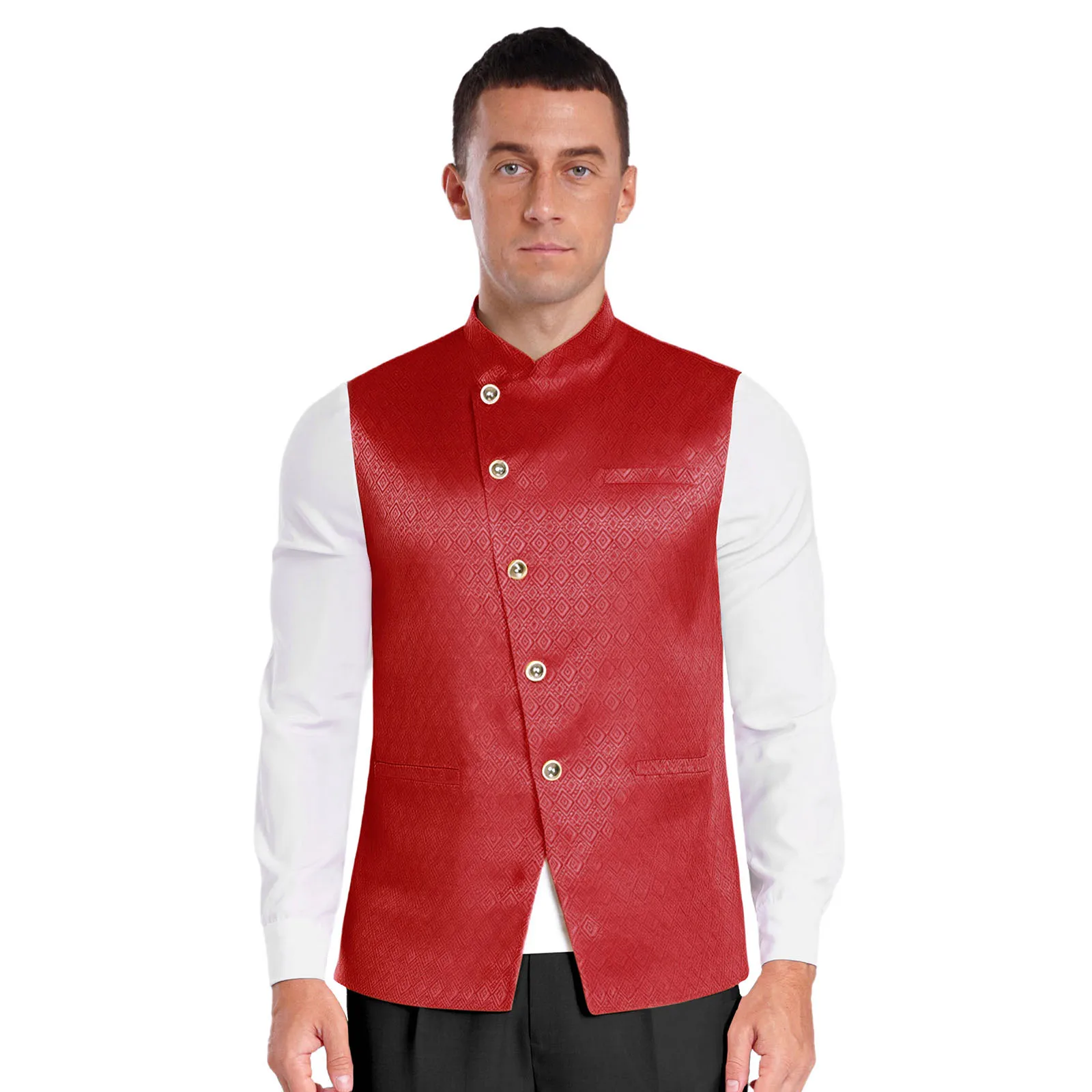 Men Ethnic Style Sleeveless Vests Button Closure Traditional Indian Waistcoat Vest for Weddings Festive Occasions Costumes
Men Ethnic Style Sleeveless Vests Button Closure Traditional Indian Waistcoat Vest for Weddings Festive Occasions Costumes
