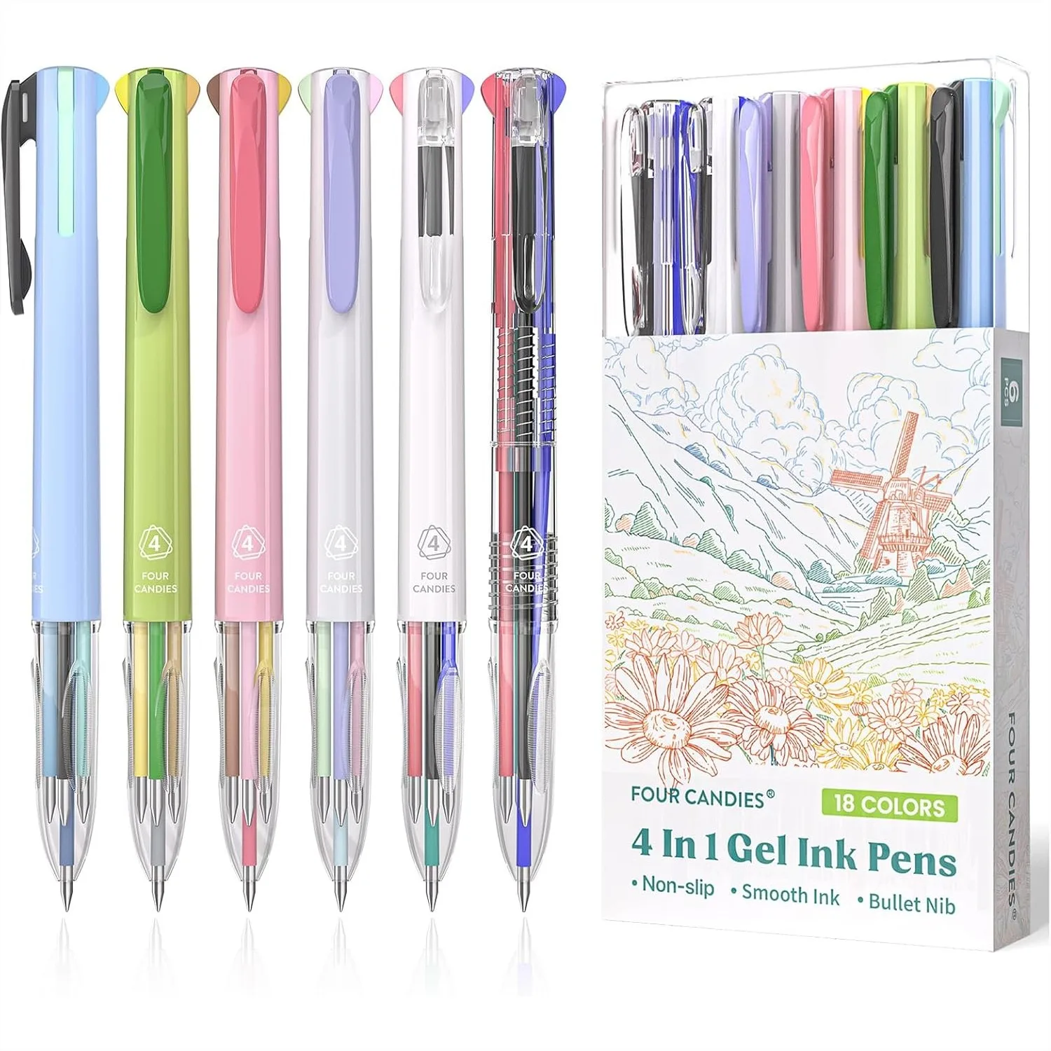 6 Pcs Multicolor Gel Pens 0.5mm, 4-in-1 Retractable Colored Ink Pens for Office School Supplies
6 Pcs Multicolor Gel Pens 0.5mm, 4-in-1 Retractable Colored Ink Pens for Office School Supplies