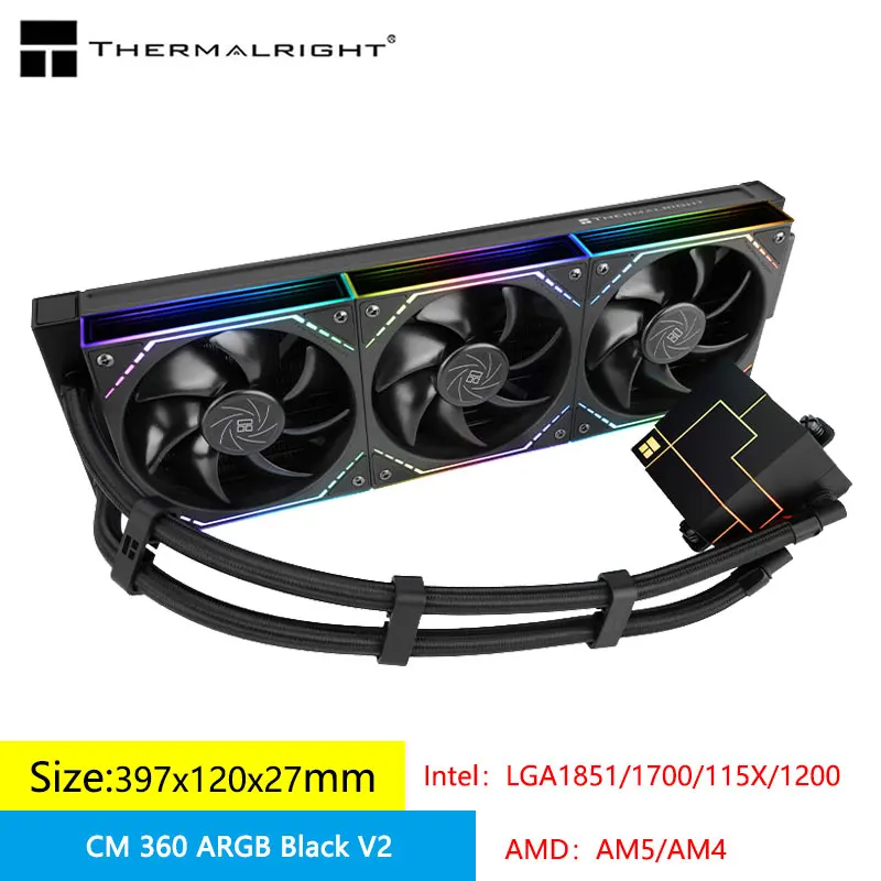 Thermalright CORE MATRIX 360 ARGB BLACK V2 All-in-one water cooling radiator,Support Intel LGA1851/1700/115X/1200/AM5/AM4
Thermalright CORE MATRIX 360 ARGB BLACK V2 All-in-one water cooling radiator,Support Intel LGA1851/1700/115X/1200/AM5/AM4