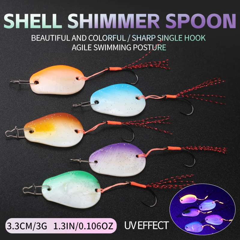 3.3cm 3g Shell Mini Spoon Lure Luminous Spoon Bait UV Spinner Lure Hard Lure Artificial Bait Perch Fishing Lure Area Trout
3.3cm 3g Shell Mini Spoon Lure Luminous Spoon Bait UV Spinner Lure Hard Lure Artificial Bait Perch Fishing Lure Area Trout