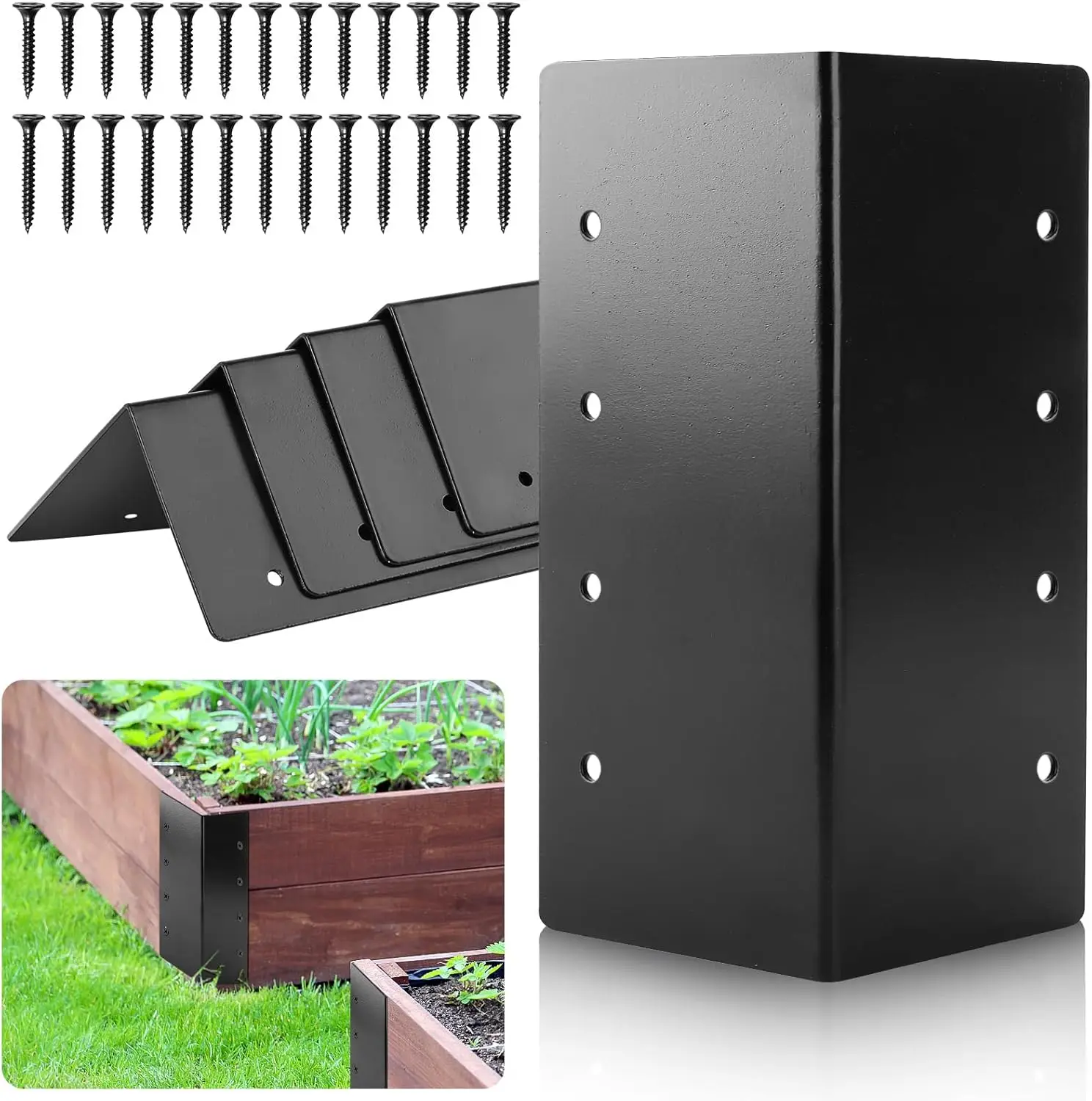 4 Pcak Raised Garden Bed Corner Brackets,6" x 3" x 3" Metal Corner Brackets for Wood,Black Raised Bed Corners with Screw
4 Pcak Raised Garden Bed Corner Brackets,6" x 3" x 3" Metal Corner Brackets for Wood,Black Raised Bed Corners with Screw