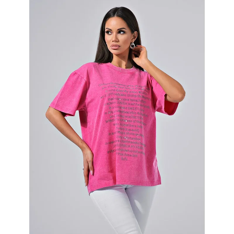 American Retro Old Washing 100% Cotton Short-sleeved T-shirt Women Summer Loose Y2K O-neck Letter Diamonds Versatile Top
American Retro Old Washing 100% Cotton Short-sleeved T-shirt Women Summer Loose Y2K O-neck Letter Diamonds Versatile Top