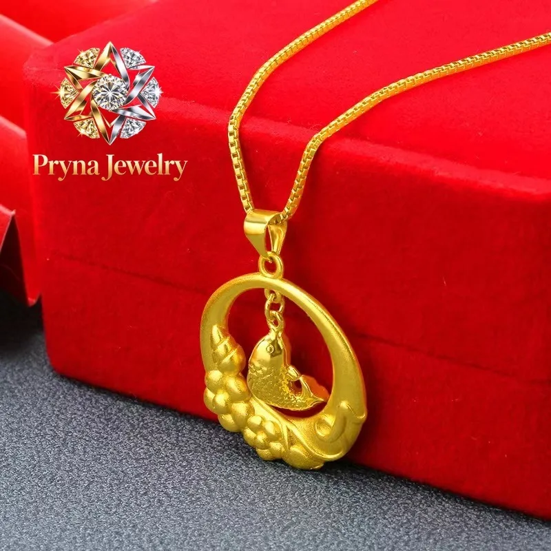 Pryna Jewelry Unisex 24K Gold (AU999) Fish-Leaping Dragon Gate Necklace | 3D pearl-bearing koi, filigree cloud with lapis accen
Pryna Jewelry Unisex 24K Gold (AU999) Fish-Leaping Dragon Gate Necklace | 3D pearl-bearing koi, filigree cloud with lapis accen