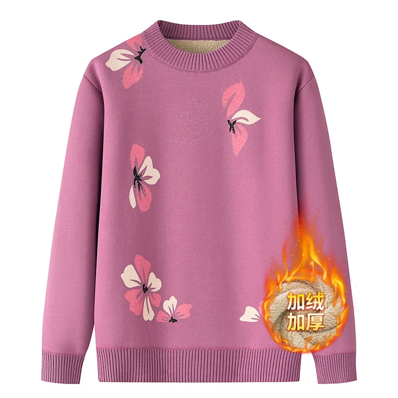 Thick Velvet Mother Autumn Winter Pollover Top Women Knitted Sweaters Loose Middle-Aged Knitwear Warm Female Bottoming Shirt
Thick Velvet Mother Autumn Winter Pollover Top Women Knitted Sweaters Loose Middle-Aged Knitwear Warm Female Bottoming Shirt