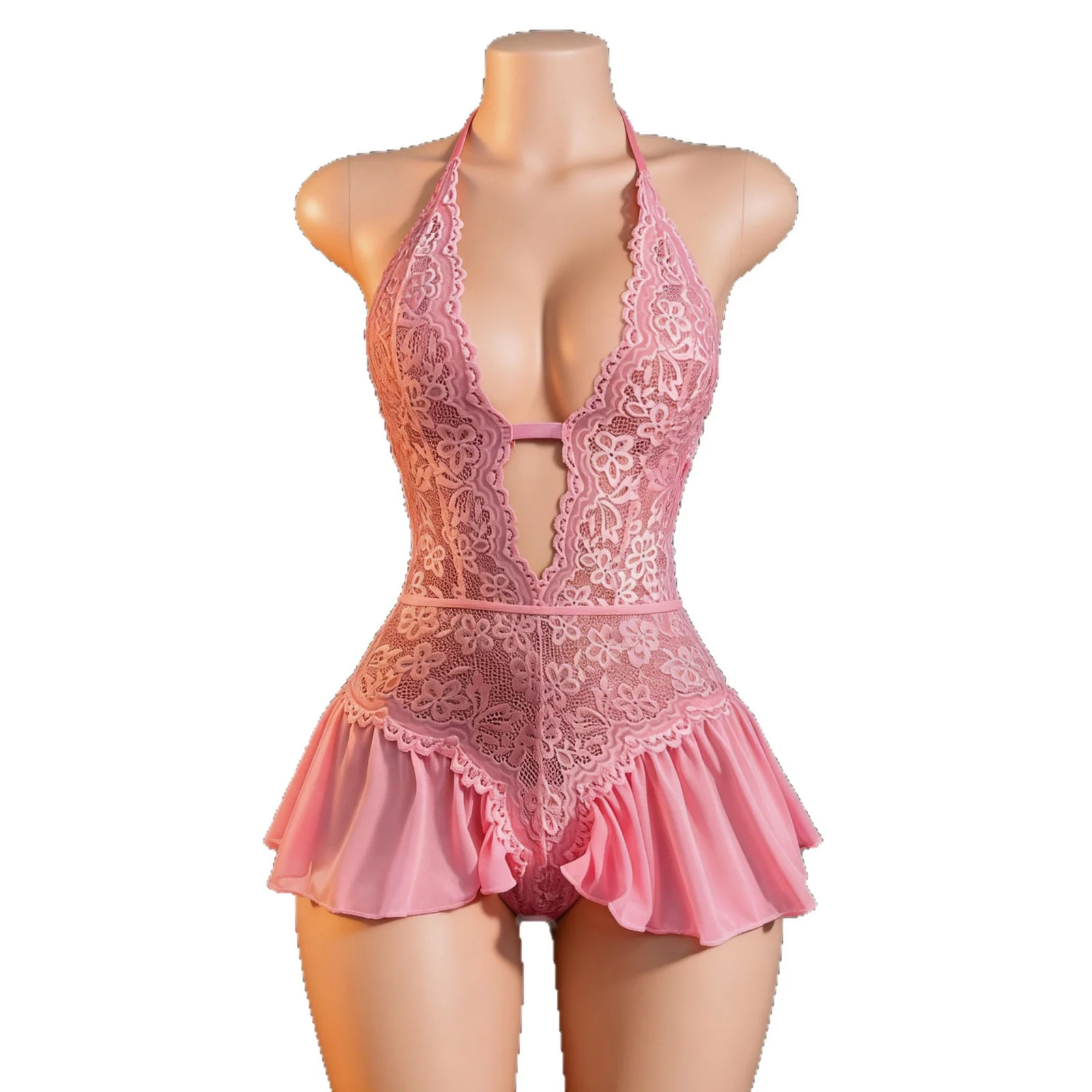 Sexy Lace Bodysuit Lingerie for Women Halter Neck Ruffle Hem Deep V Cutout Backless Teddy Sleepwear Erotic Nightwear Gift
Sexy Lace Bodysuit Lingerie for Women Halter Neck Ruffle Hem Deep V Cutout Backless Teddy Sleepwear Erotic Nightwear Gift