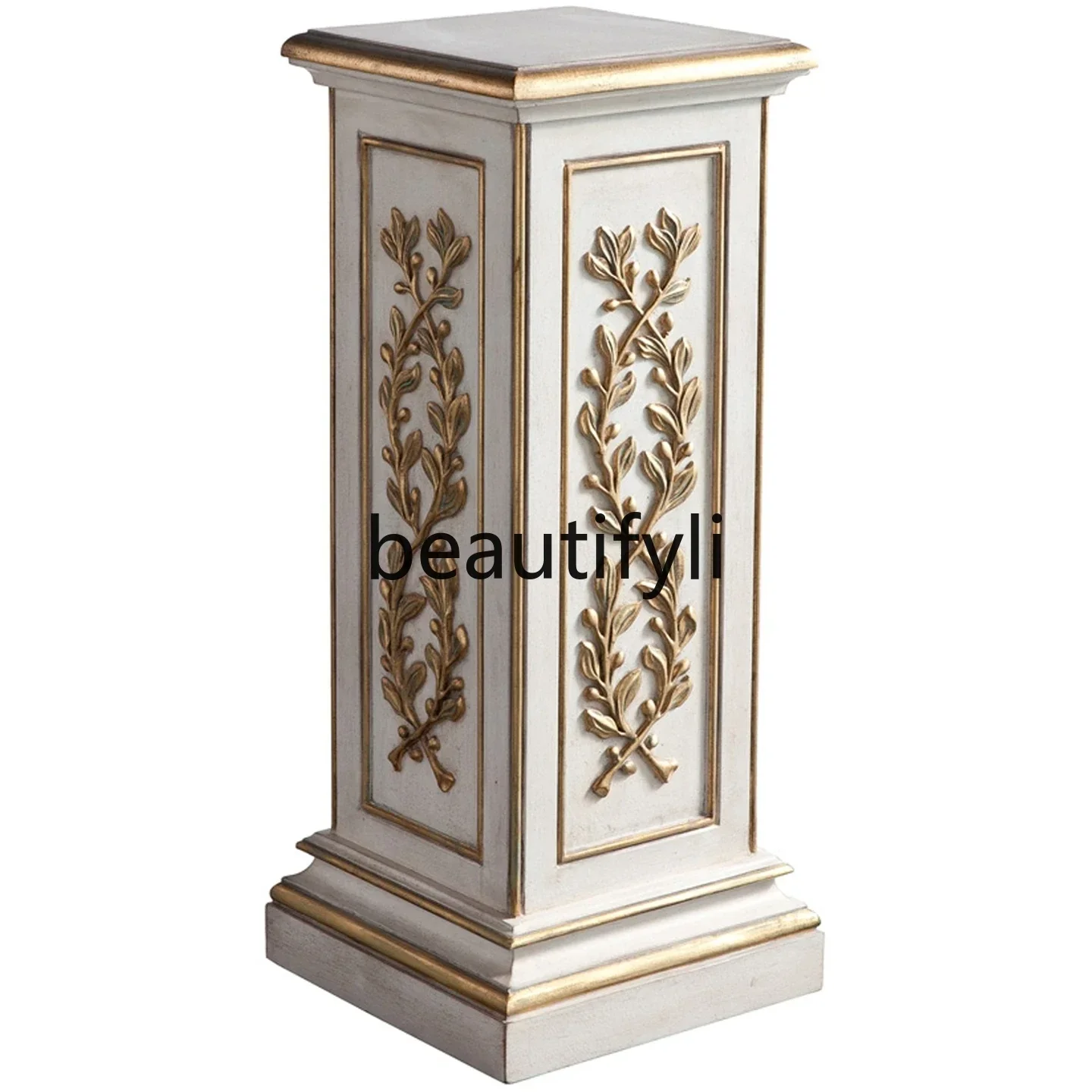 European-style Birch Solid Wood Square Carved White and Dark Green Flower Column Telephone Table 
European-style Birch Solid Wood Square Carved White and Dark Green Flower Column Telephone Table
