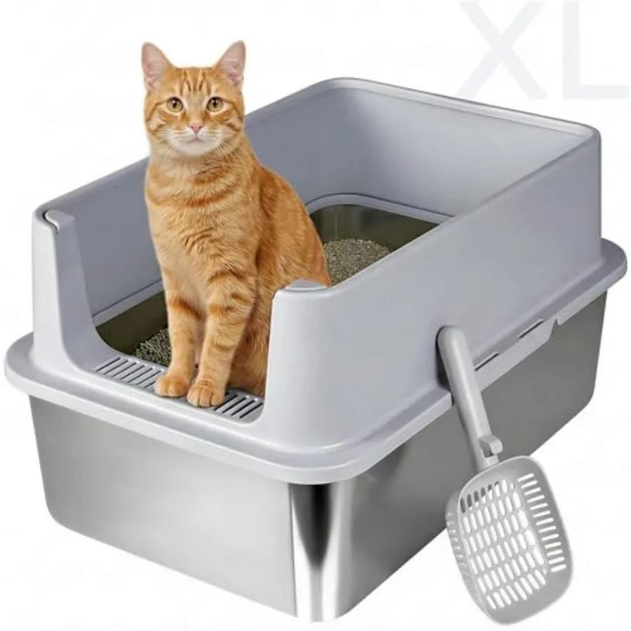 High Sided Stainless Steel Cat Litter Box XL Extra Large Metal Litter Box for Big Cats Non-Stick and Anti-Odor Anti-Urine Leaka
High Sided Stainless Steel Cat Litter Box XL Extra Large Metal Litter Box for Big Cats Non-Stick and Anti-Odor Anti-Urine Leaka