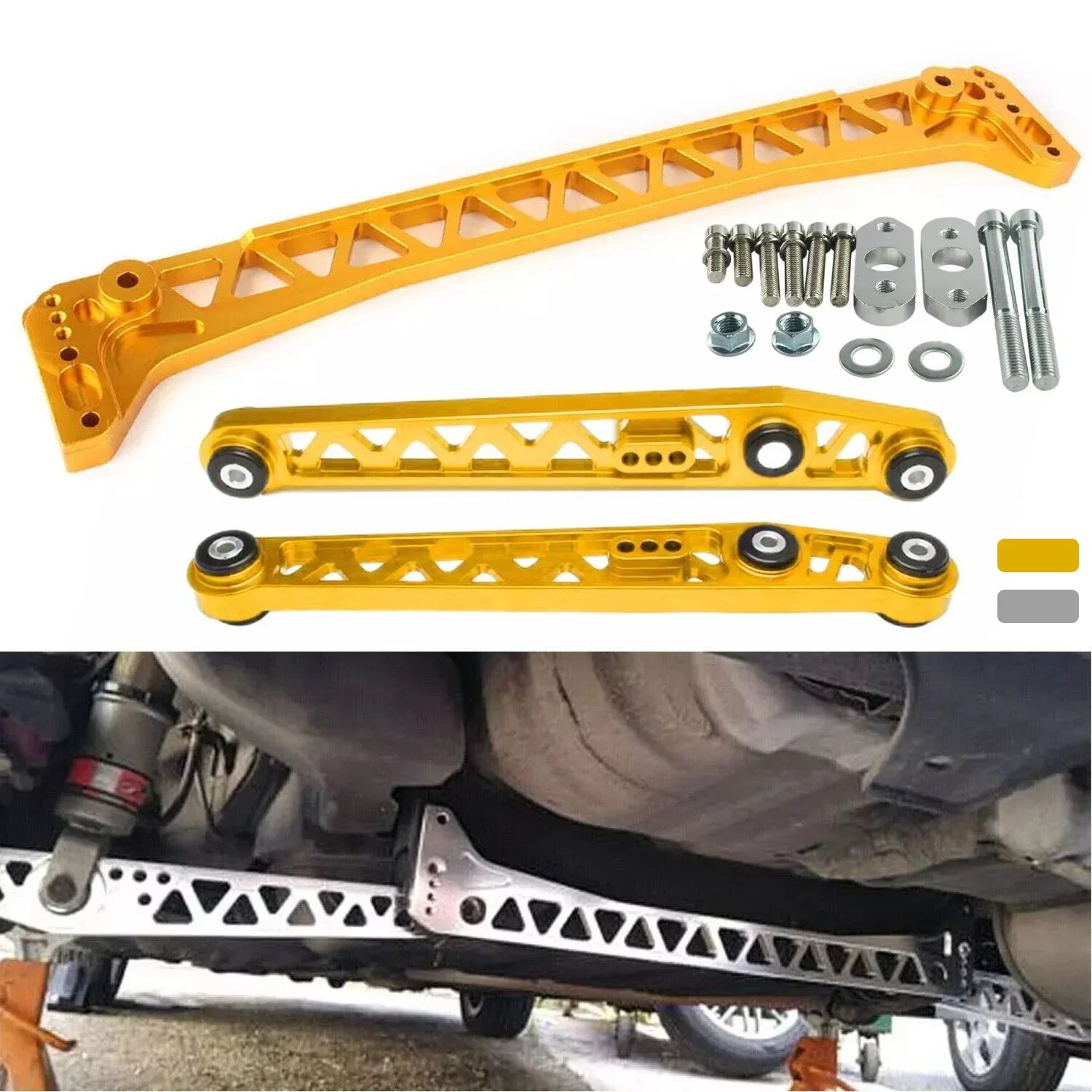 Performance Supplier F7 Billet Rear Lower Control Arm & Subframe Brace for 96-00 Honda Civic EK LCA Gold Silver
Performance Supplier F7 Billet Rear Lower Control Arm & Subframe Brace for 96-00 Honda Civic EK LCA Gold Silver