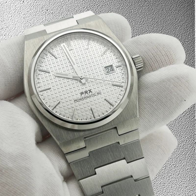 40mm PRX Stainless Steel Men Watch Blue White Dial NH35A Automatic Mechanical Wristwatch Clear with Sapphire Glass No Logo
40mm PRX Stainless Steel Men Watch Blue White Dial NH35A Automatic Mechanical Wristwatch Clear with Sapphire Glass No Logo